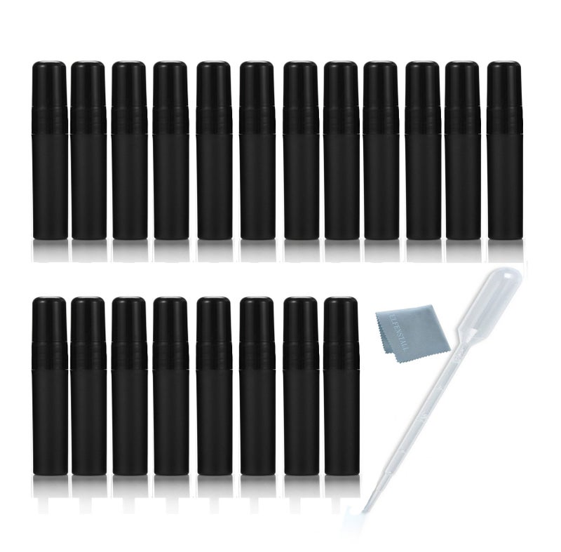 Elfenstall- Cool Black 25pcs 5ml 1/6OZ Atomizer Empty Matte Plastic Fine Mist Spray bottle Refillable Fragrance Perfume Scent Sample Bottle for Travel Party Makeup Tool - Image 1